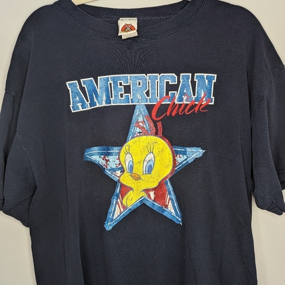 Vintage Loony Tunes Tweety Bird Star American Chick Woman's Tshirt XL - Picture 2 of 4